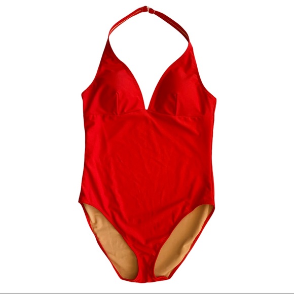 NWT Spiegel Red One Piece Halter Neck Swimsuit - Picture 11 of 11
